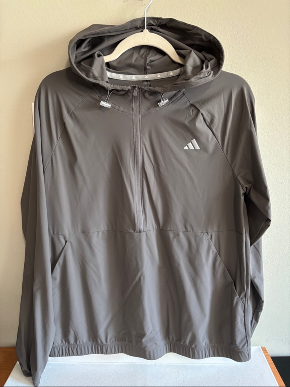 adidas Charcoal Gray Hooded Performance Pullover
